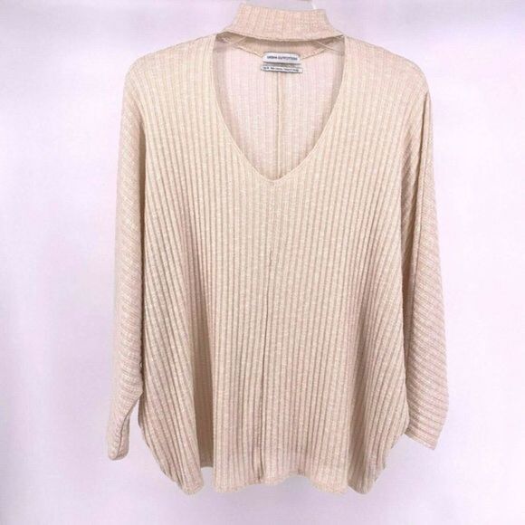 Urban Outfitters Ribbed Cream XS Keyhole Sweater - Picture 1 of 8